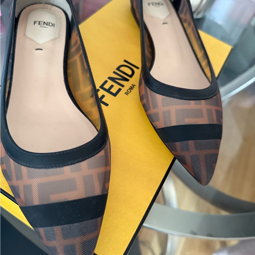 Fendi ballerina Reyes st FF Gommato Moro + Nero